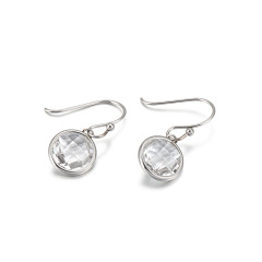 Stainless Steel Birthstone Dangle Earrings for Women Girls, Round Cubic Zirconia Hypoallergenic Drop Hook Earrings, Multi-Color Christmas/Birthday Jewelry Gift