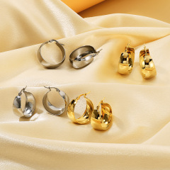 30mm 18K Gold Vacuum Plated Stainless Steel Wide Hoop Earrings for Women, Fashion Thick Statement High Polished Gold Plated Huggie Hoops (Chunky)