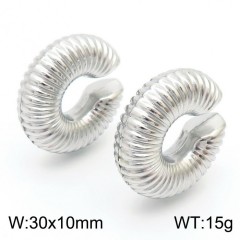 Stainless Steel C-Shape Ear Cuffs for Women, Non Piercing Helix Cartilage Clip On Earrings, Gold/Silver Plated, Chunky Ribbed Punk Statement Jewelry