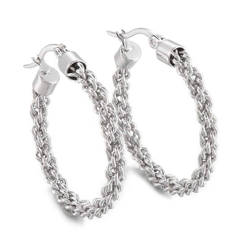 Stainless Steel Waterproof Tarnish Resistant Twisted Rope Hoop Earrings 18K Gold Plated Hypoallergenic Everyday Minimalist Jewelry