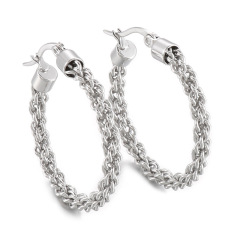Stainless Steel Waterproof Tarnish Resistant Twisted Rope Hoop Earrings 18K Gold Plated Hypoallergenic Everyday Minimalist Jewelry