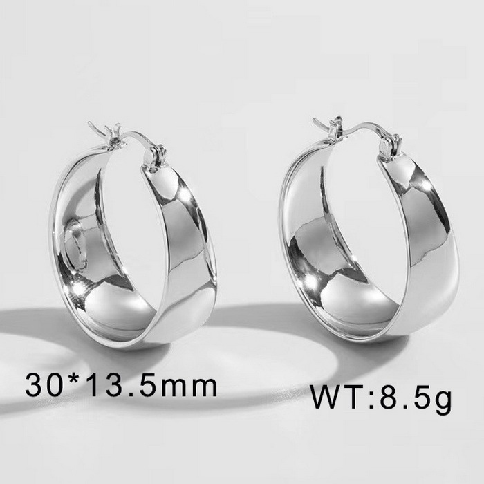 30mm 18K Gold Vacuum Plated Stainless Steel Wide Hoop Earrings for Women, Fashion Thick Statement High Polished Gold Plated Huggie Hoops (Chunky)