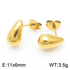 Minimalist Teardrop Stud Earrings for Women, Small Dainty Water Drop Jewelry, Gold Plated Stainless Steel Hypoallergenic Earring Studs, Everyday Basic Wear Gift