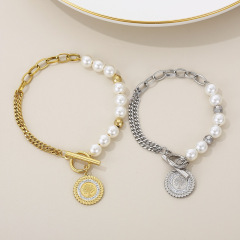 18K Gold Plated Stainless Steel Jewelry Set for Women, Tree of Life Pendant Pearl Necklace Bracelet Earrings 3 Pcs Set, Valentine's Day Gift