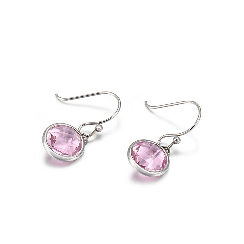 Stainless Steel Birthstone Dangle Earrings for Women Girls, Round Cubic Zirconia Hypoallergenic Drop Hook Earrings, Multi-Color Christmas/Birthday Jewelry Gift
