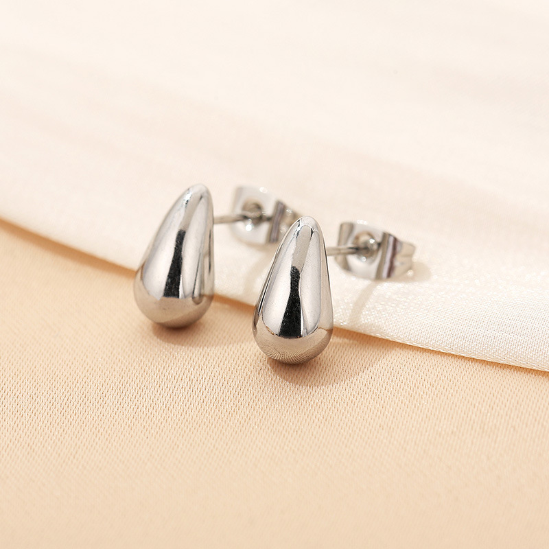 Minimalist Teardrop Stud Earrings for Women, Small Dainty Water Drop Jewelry, Gold Plated Stainless Steel Hypoallergenic Earring Studs, Everyday Basic Wear Gift