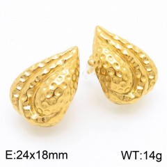 Vintage Gold Tone Hammered Waterdrop Stud Earrings for Women, Stainless Steel Dainty Hypoallergenic Lightweight Fashion Jewelry Gift
