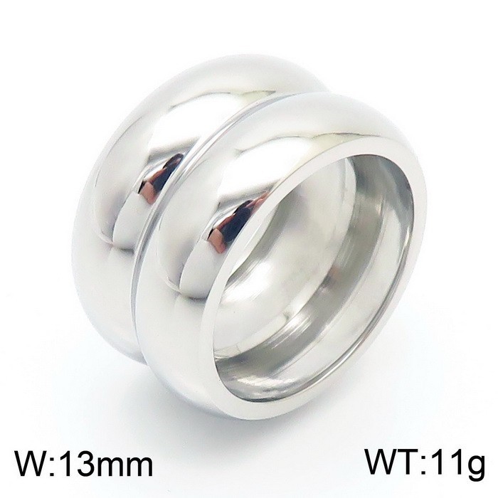 18K Vacuum Plated Stainless Steel High Polish Thick Double Ring Band 13mm Width