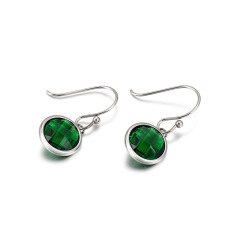 Stainless Steel Birthstone Dangle Earrings for Women Girls, Round Cubic Zirconia Hypoallergenic Drop Hook Earrings, Multi-Color Christmas/Birthday Jewelry Gift