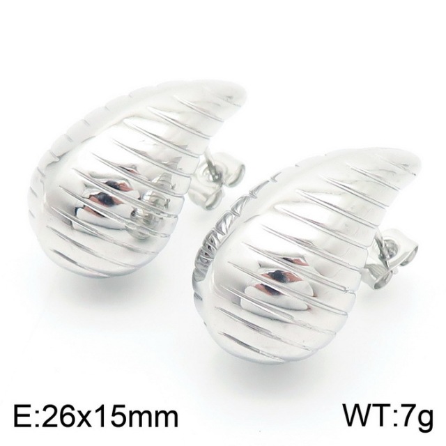 18K Gold Plated Stainless Steel Chunky Dome Earrings for Women | 26x15mm Waterdrop Croissant Stud Earrings | Waterproof Tarnish Free Fashion Jewelry Gift