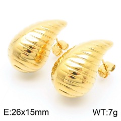 18K Gold Plated Stainless Steel Chunky Dome Earrings for Women | 26x15mm Waterdrop Croissant Stud Earrings | Waterproof Tarnish Free Fashion Jewelry Gift