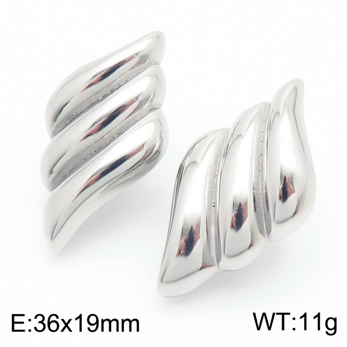 18K Gold Stainless Steel Swirl Clip-on Earrings for Women, Chunky Statement Wave Studs, Non-Pierced Hypoallergenic Fashion Jewelry
