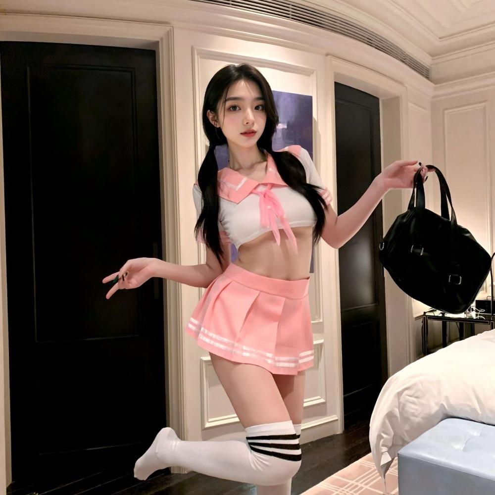 性感情趣内衣床上激情火辣学生套装jk制服+黑学生袜）均码