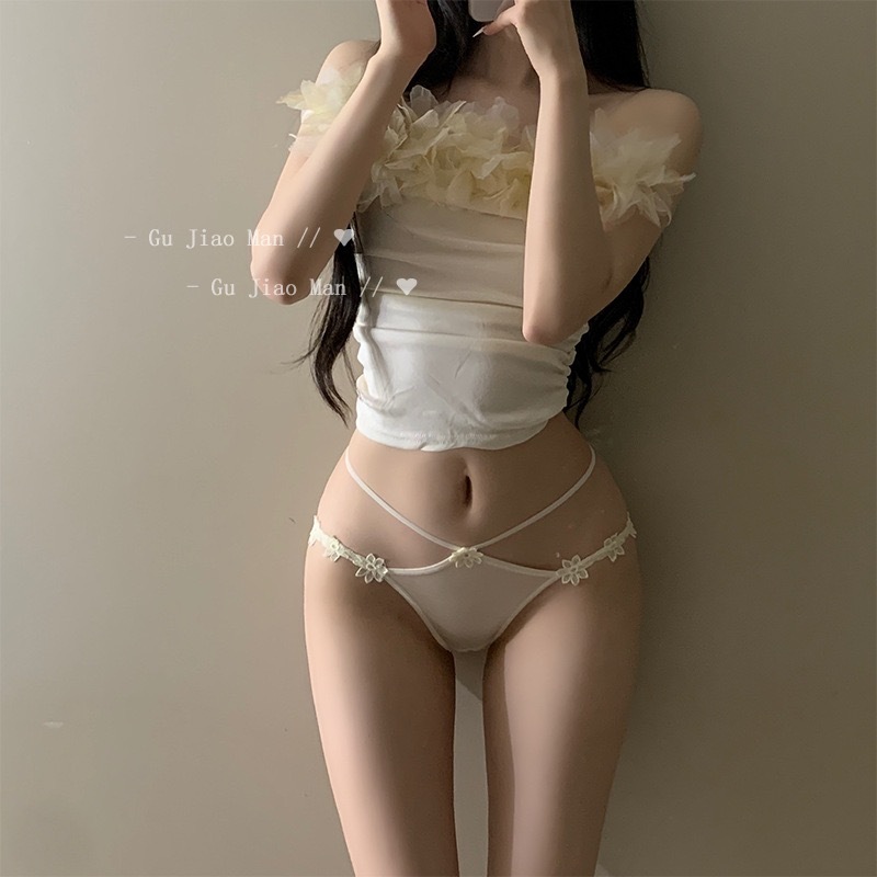 奶欲小香 纯欲性感女内裤蕾丝网纱薄款低腰情调新款t裤少女内裤黑色（M+L）码