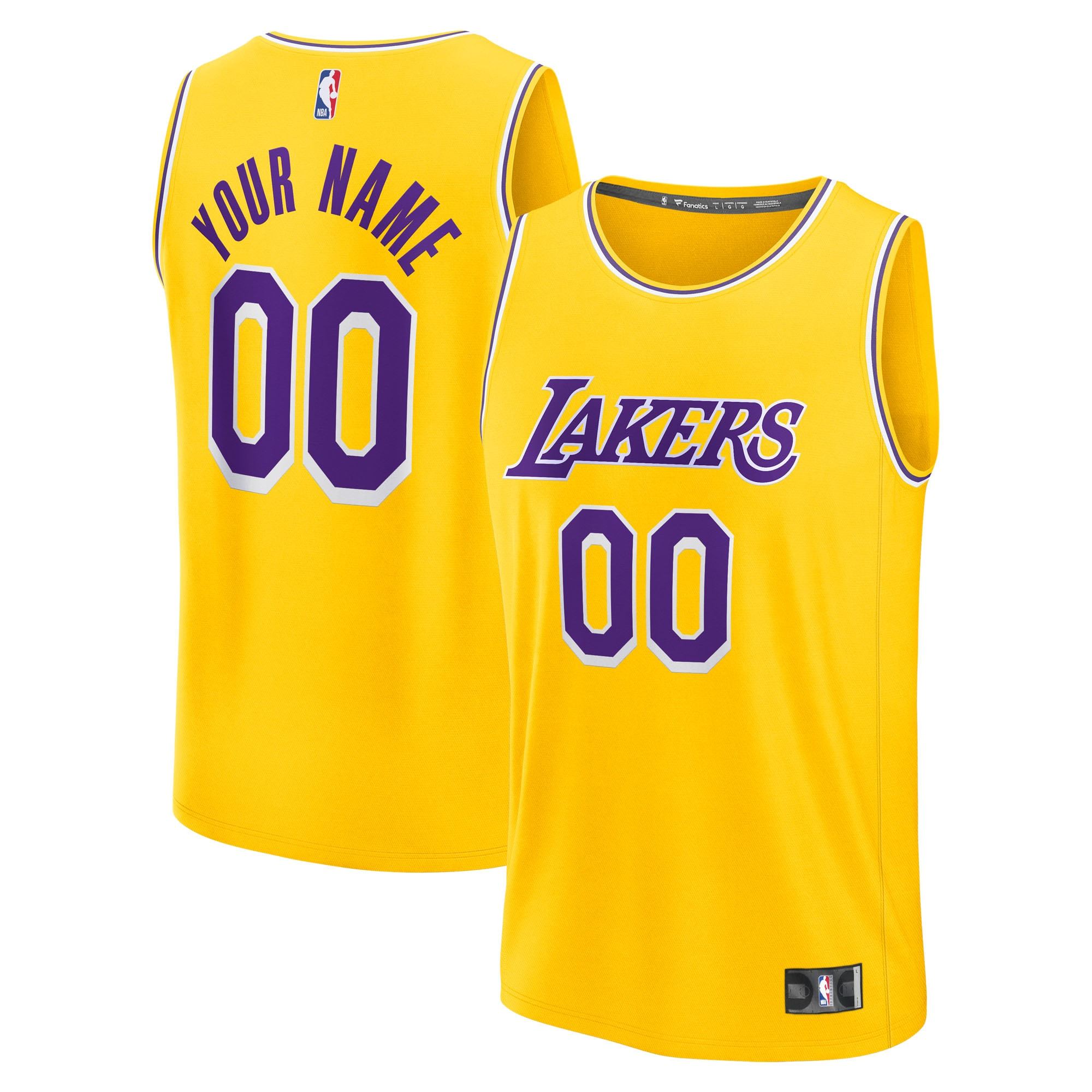 Men's Los Angeles Lakers  Fanatics Gold Fast Break Custom Jersey - Icon Edition