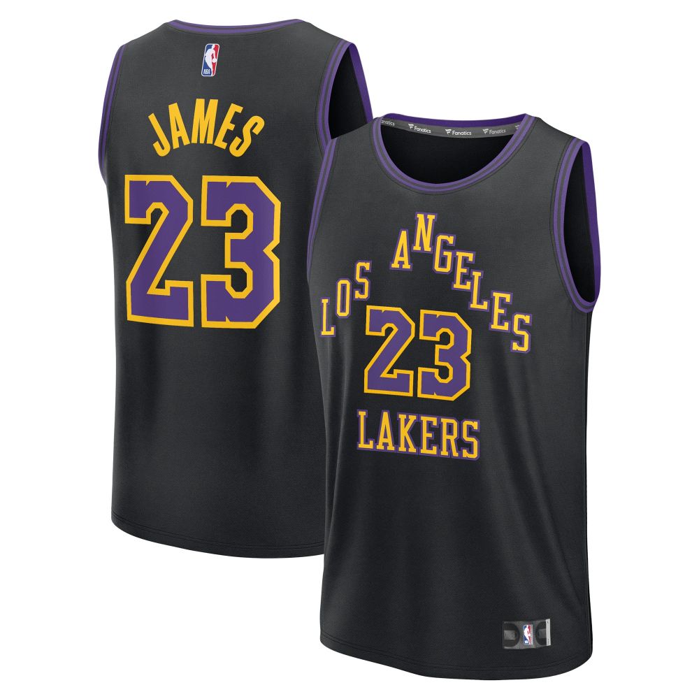 Men's Los Angeles Lakers LeBron James Fanatics Black 2025/26 City Edition Fast Break Jersey