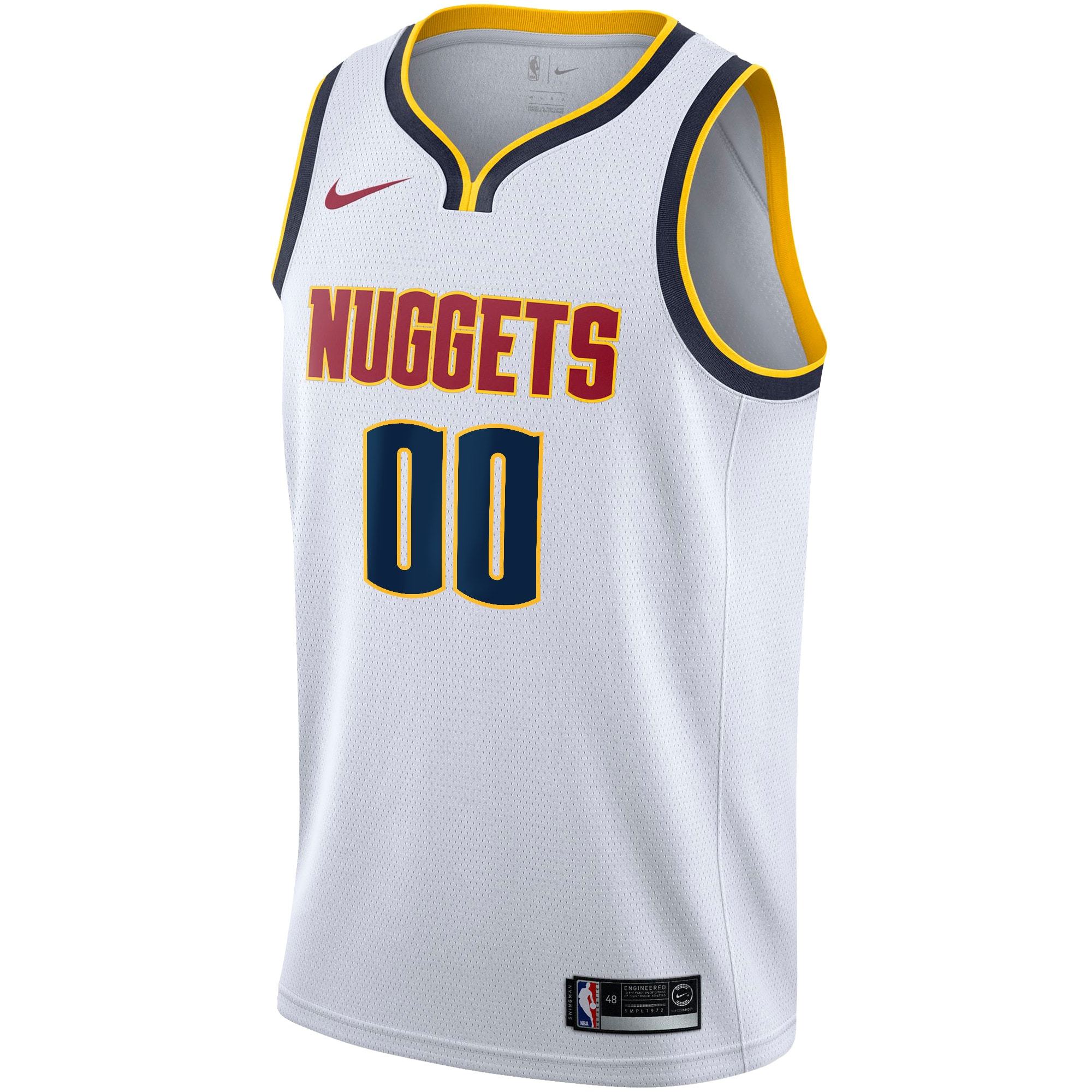 Men's Denver Nuggets Nike White Swingman Custom Jersey - Association Edition