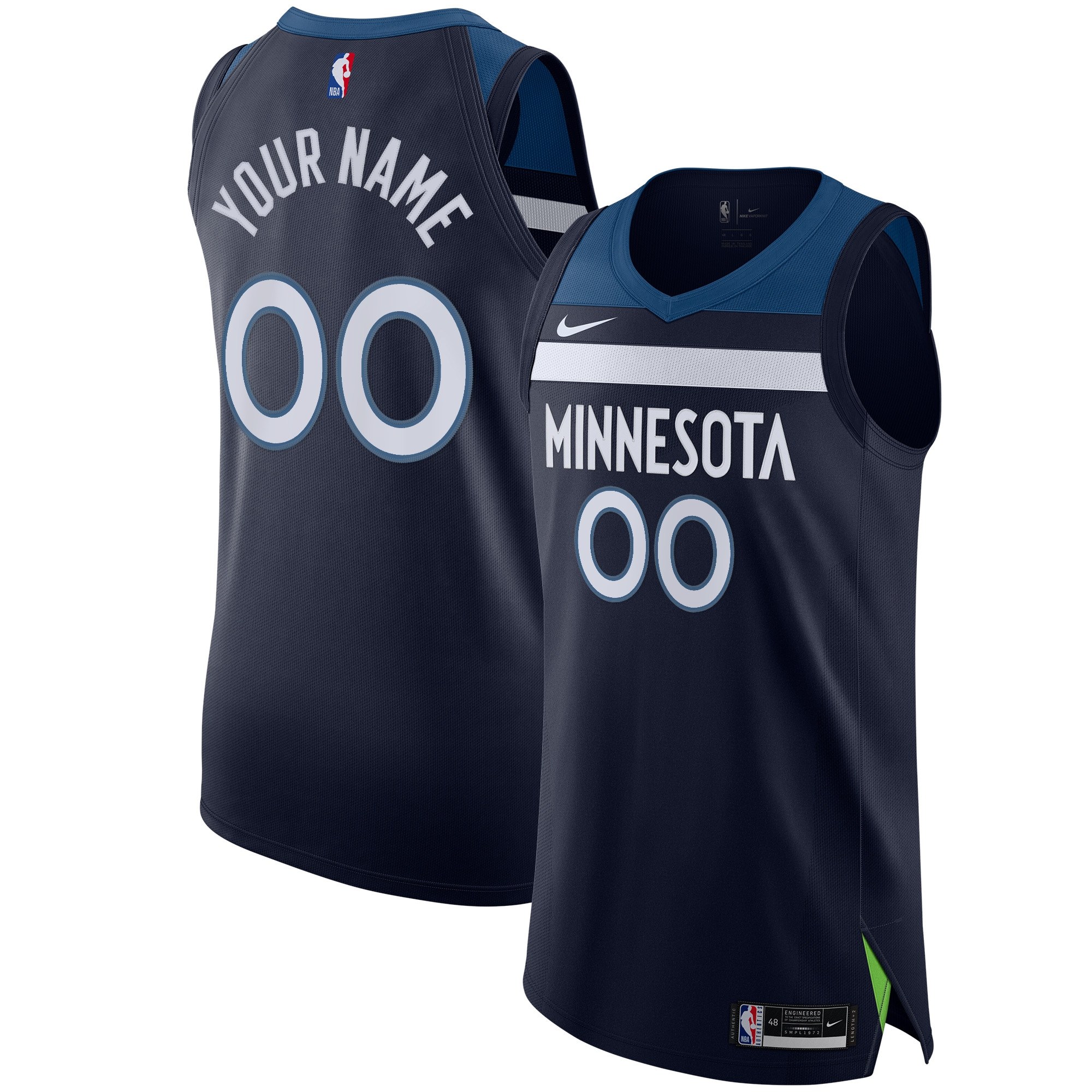 Men's Minnesota Timberwolves Nike Navy Authentic Custom Jersey - Icon Edition