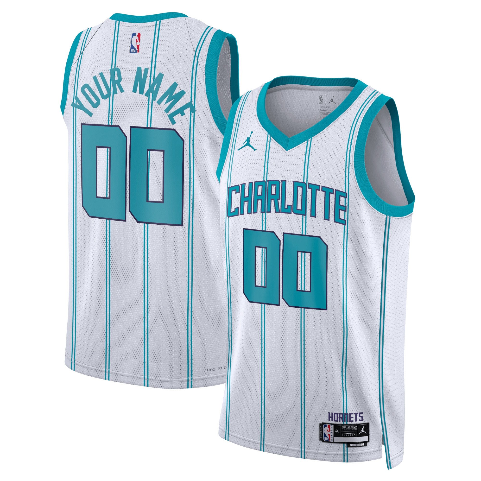 Unisex Charlotte Hornets Jordan Brand Teal Swingman Custom Jersey - Icon Edition