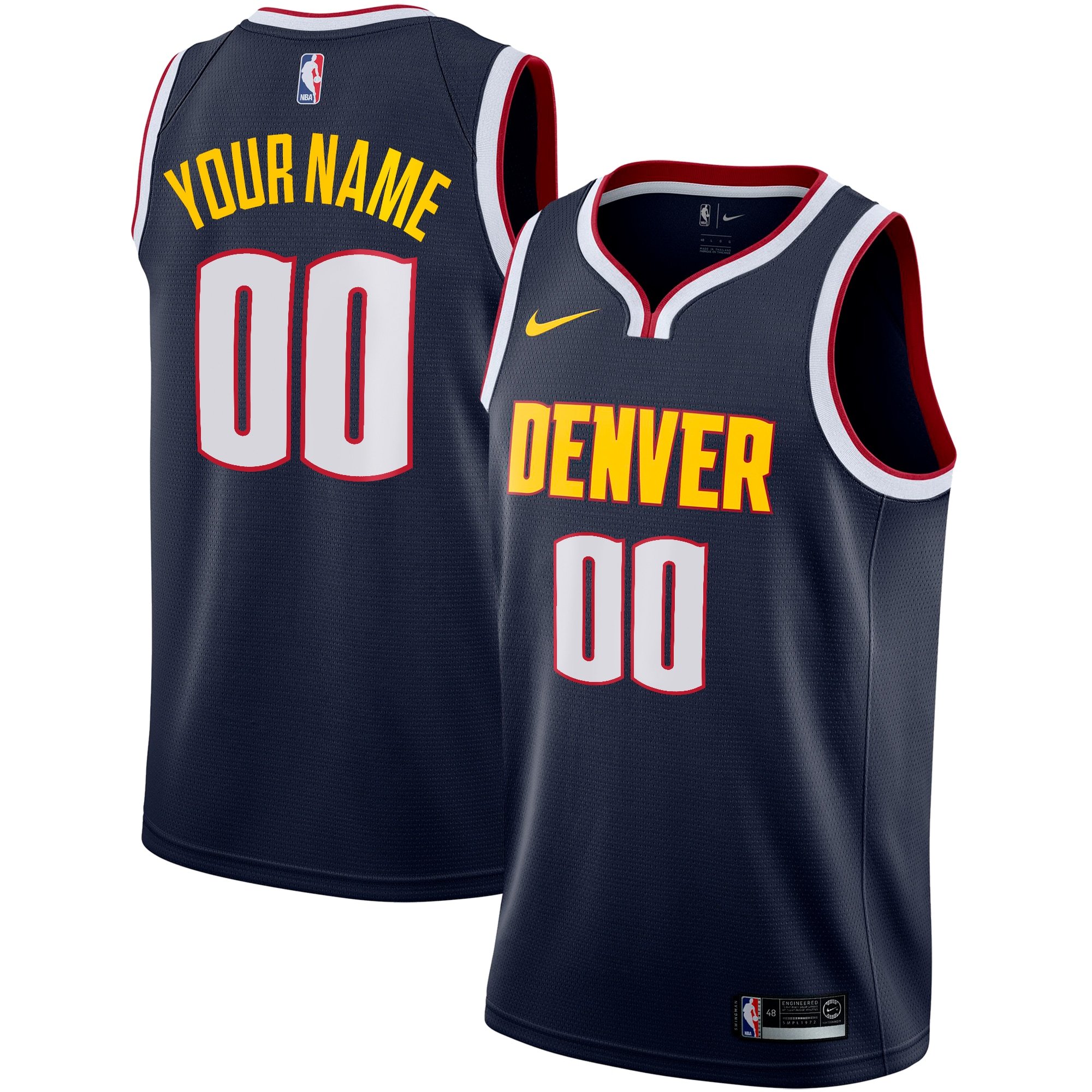 Men's Denver Nuggets Nike White Swingman Custom Jersey - Association Edition