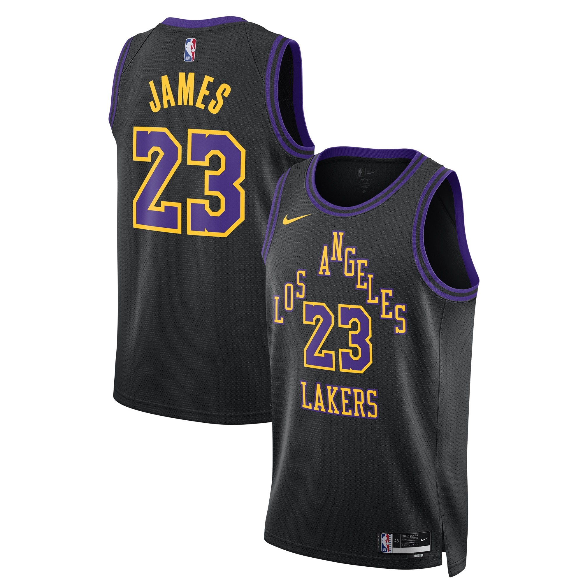 Unisex Los Angeles Lakers LeBron James Nike Black 2025/26 Swingman Jersey - City Edition