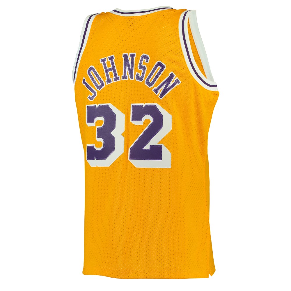 Men's Los Angeles Lakers Magic Johnson Mitchell & Ness Purple 1984/85 Hardwood Classics Swingman Jersey