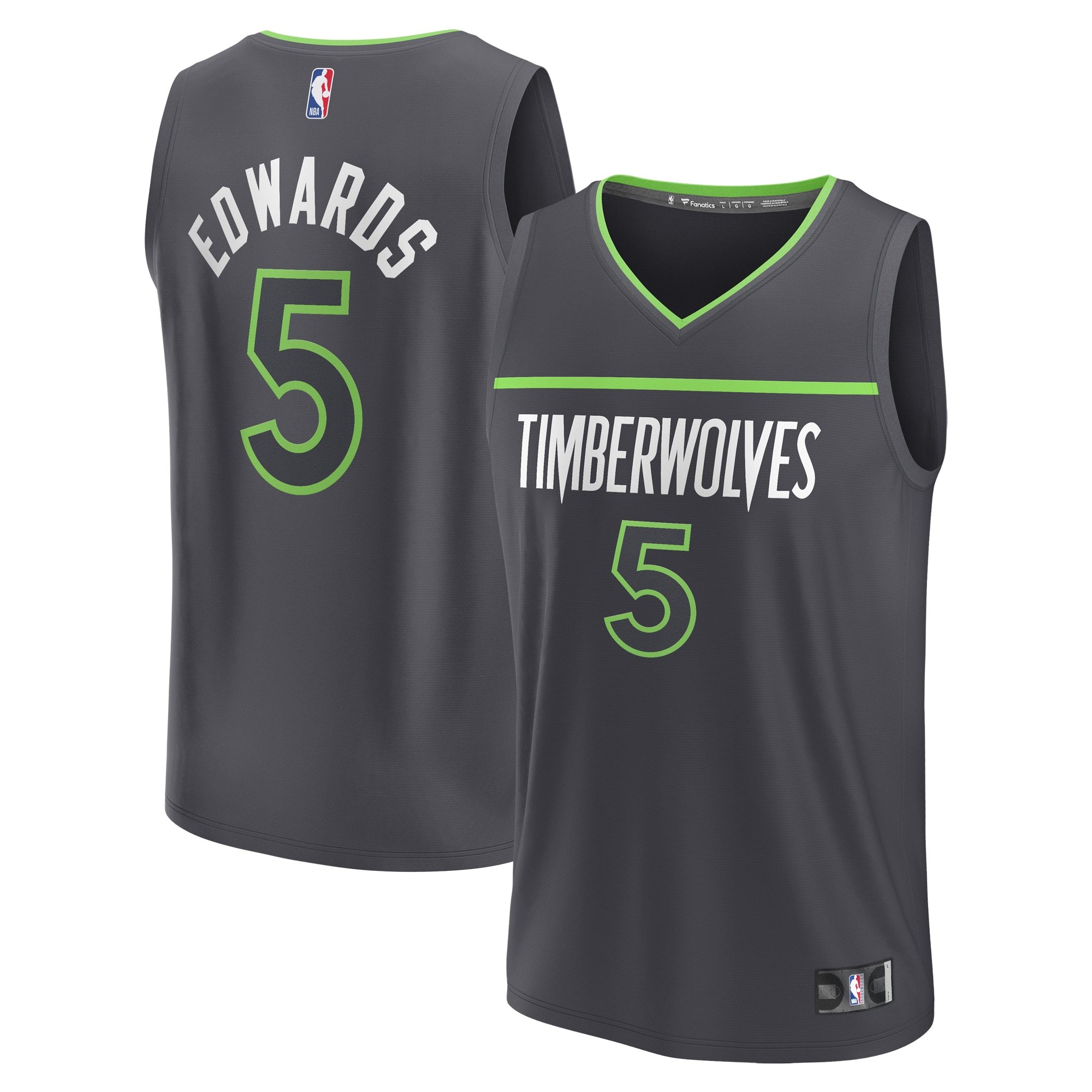 Men's Minnesota Timberwolves Anthony Edwards Fanatics Anthracite Fast Break Replica Player Jersey - Statement Edition