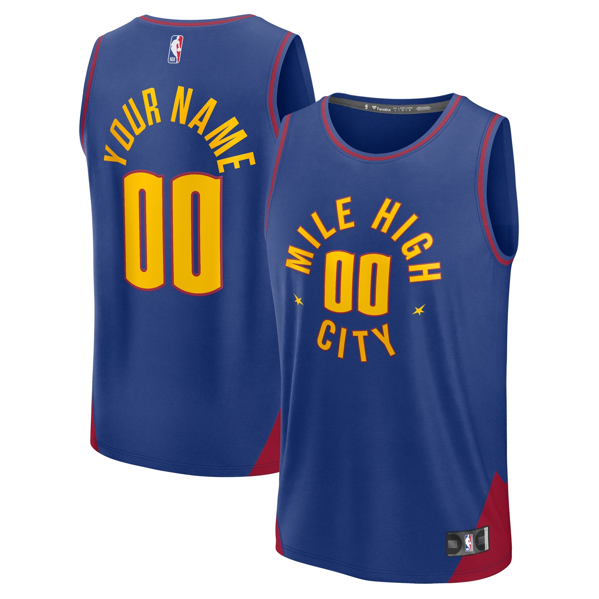 Men's Denver Nuggets Fanatics Navy Fast Break Custom Jersey - Icon Edition
