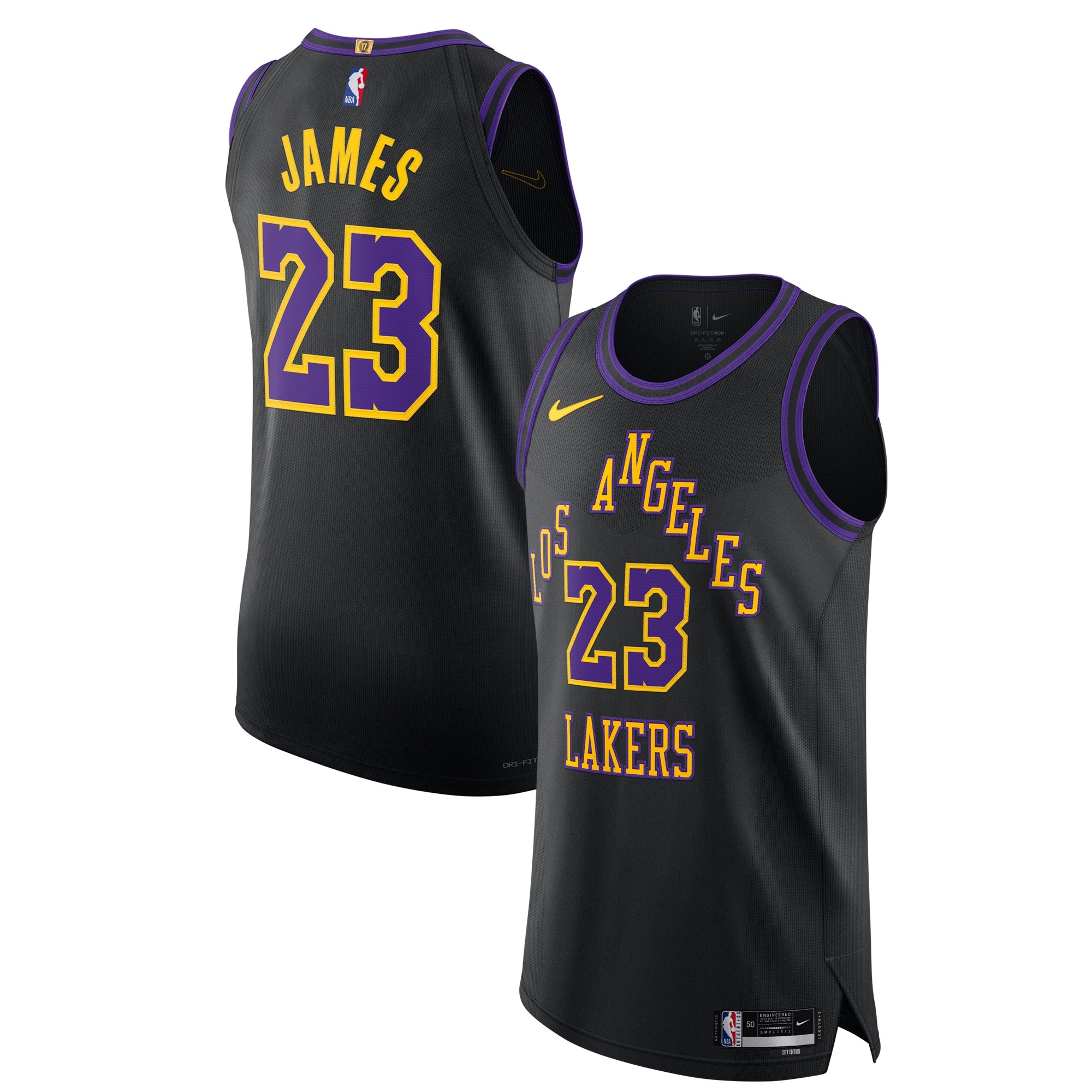 Unisex Los Angeles Lakers LeBron James Nike Black 2025/26 Authentic Jersey - City Edition
