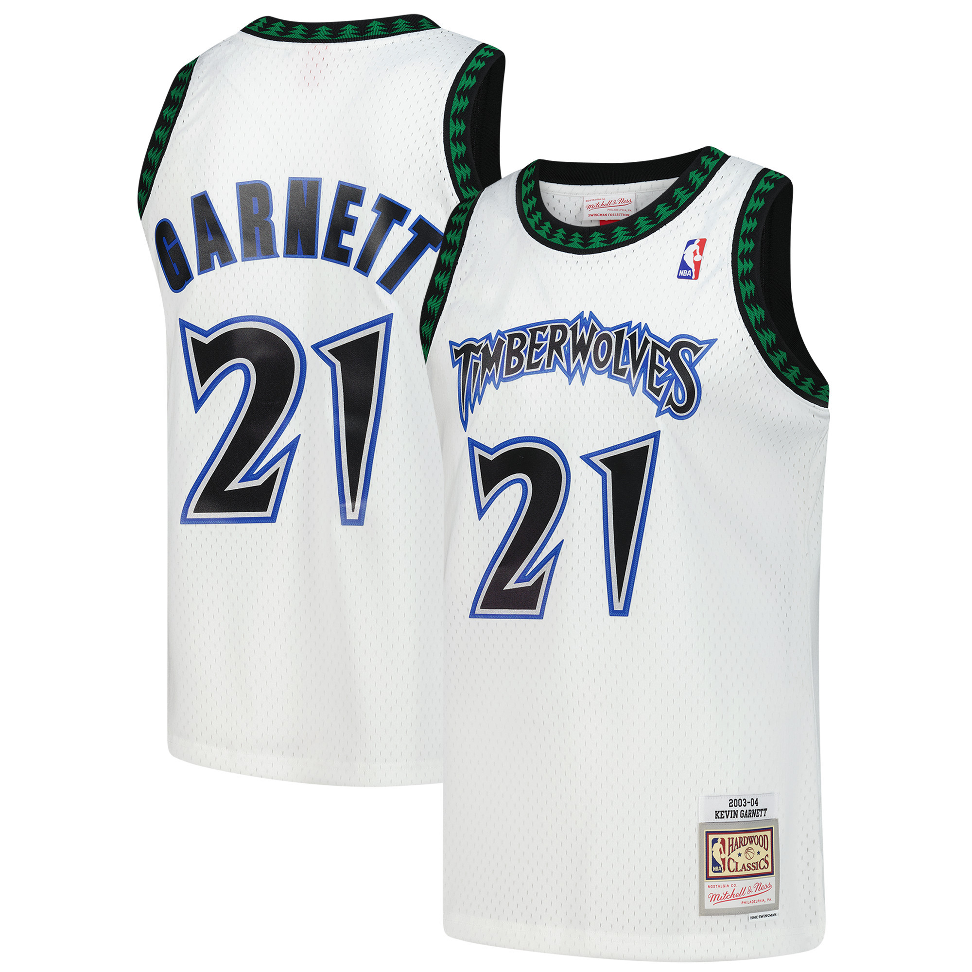 Men's Minnesota Timberwolves Kevin Garnett Mitchell & Ness White Hardwood Classics Swingman Jersey