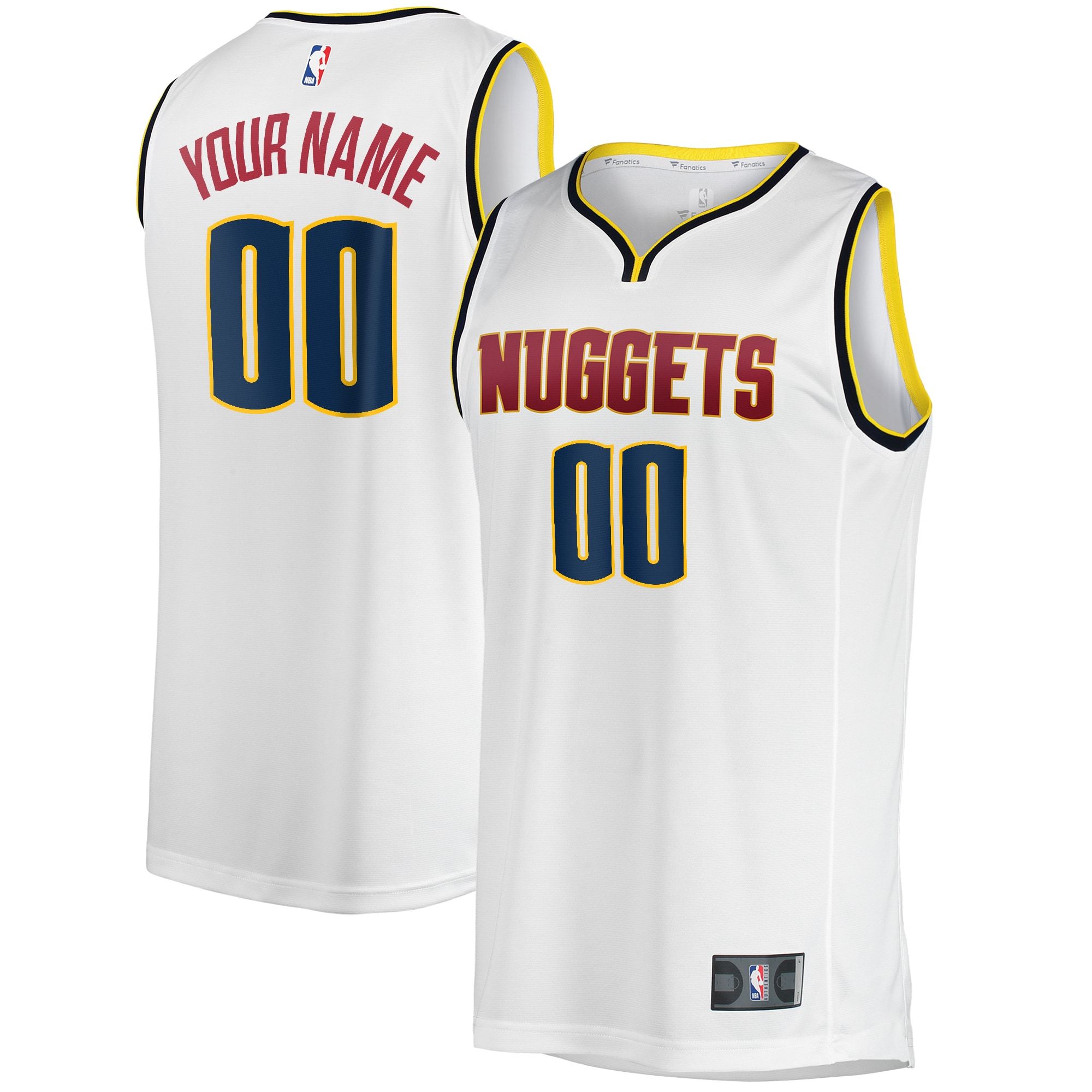 Men's Denver Nuggets Fanatics White Fast Break Custom Replica Jersey - Association Edition