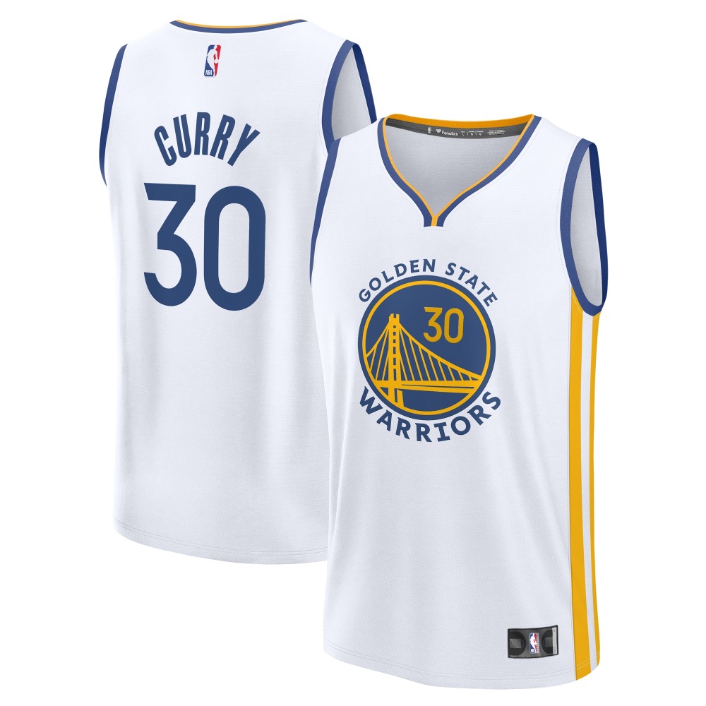 Men's Golden State Warriors Stephen Curry Fanatics White Fast Break Replica Jersey - Association Edition
