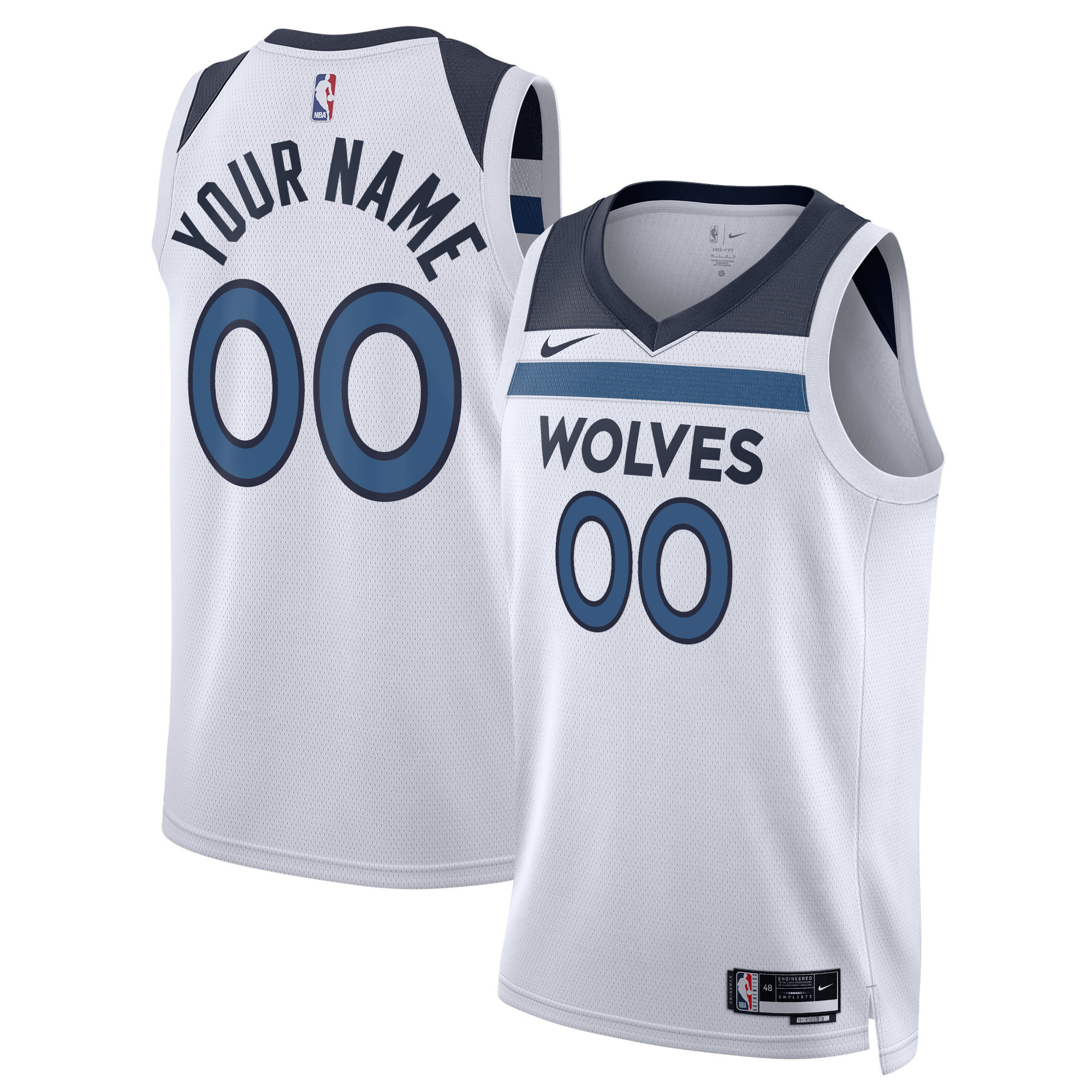 Unisex Minnesota Timberwolves Nike White Swingman Custom Jersey - Association Edition