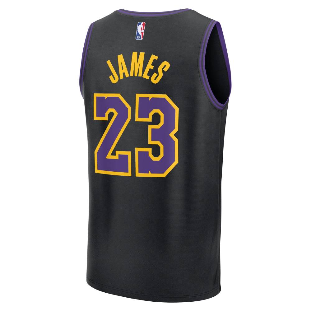 Men's Los Angeles Lakers LeBron James Fanatics Black 2025/26 City Edition Fast Break Jersey