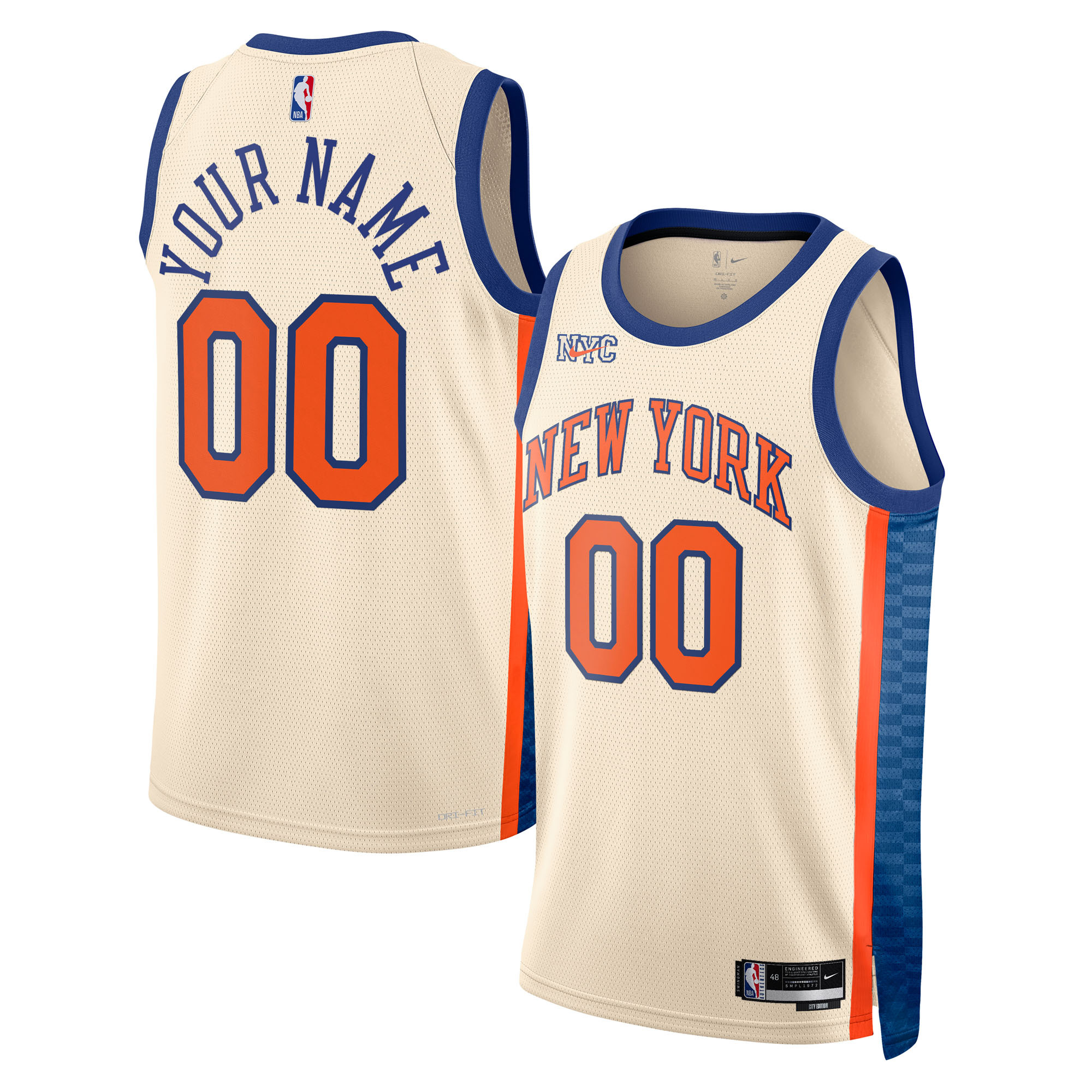 Unisex New York Knicks Nike Cream 2025/26 City Edition Swingman Custom Jersey