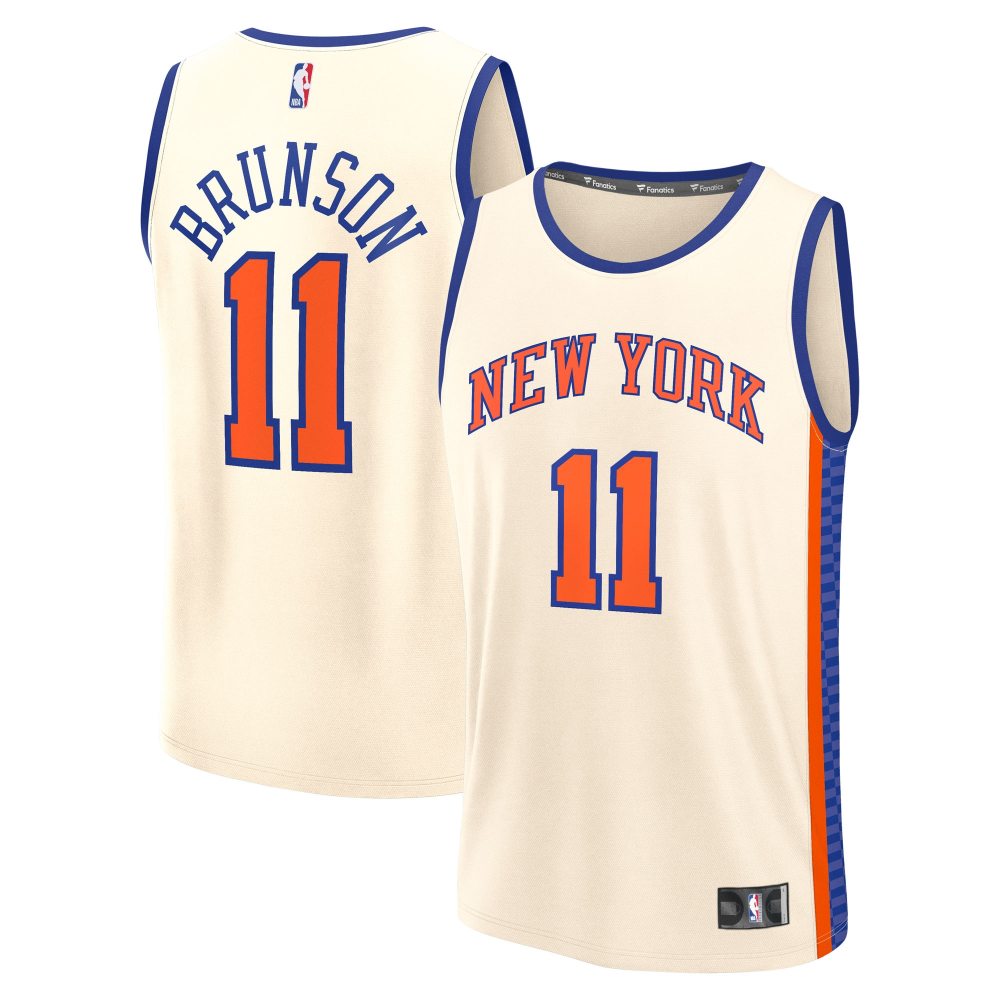 Men's New York Knicks Jalen Brunson Fanatics Cream 2025/26 City Edition Fast Break Jersey