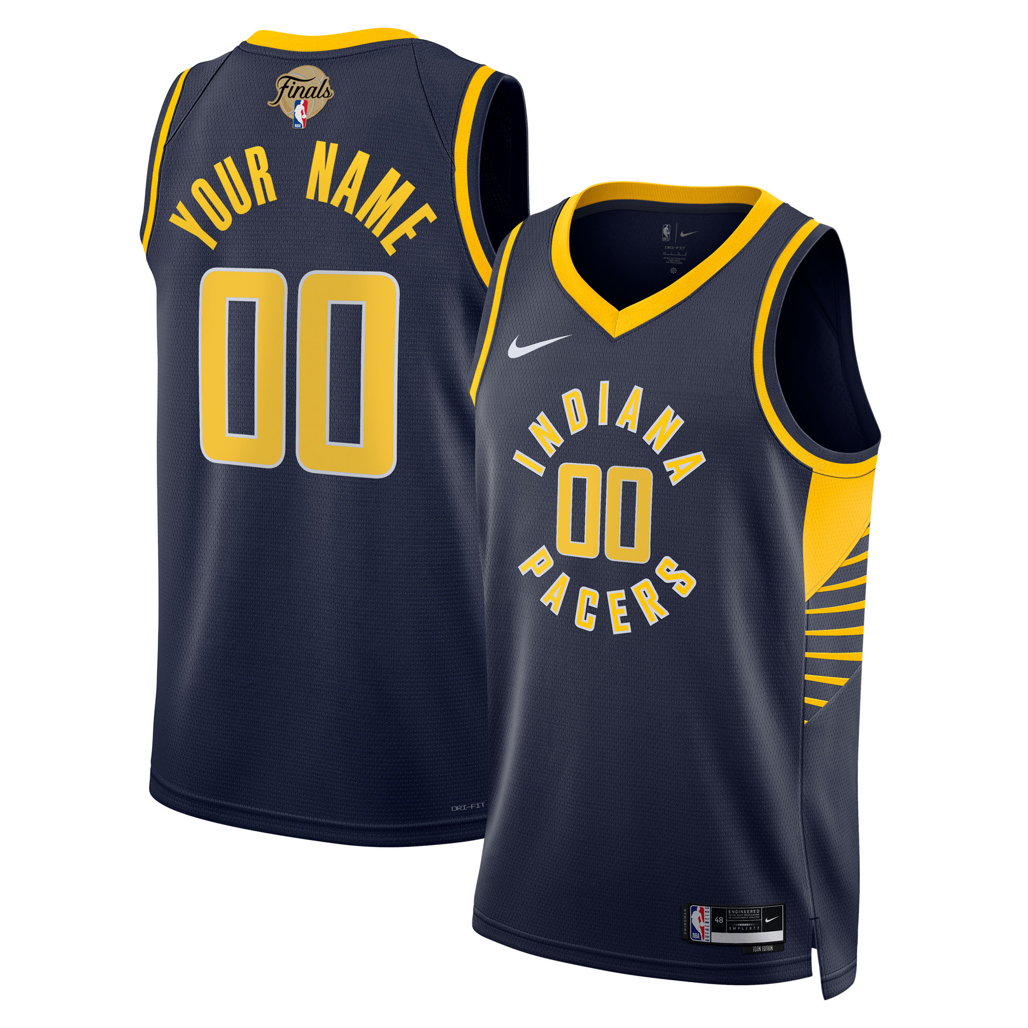 Unisex Indiana Pacers Nike Navy 2025 NBA Finals Patch Custom Swingman Jersey - Icon Edition