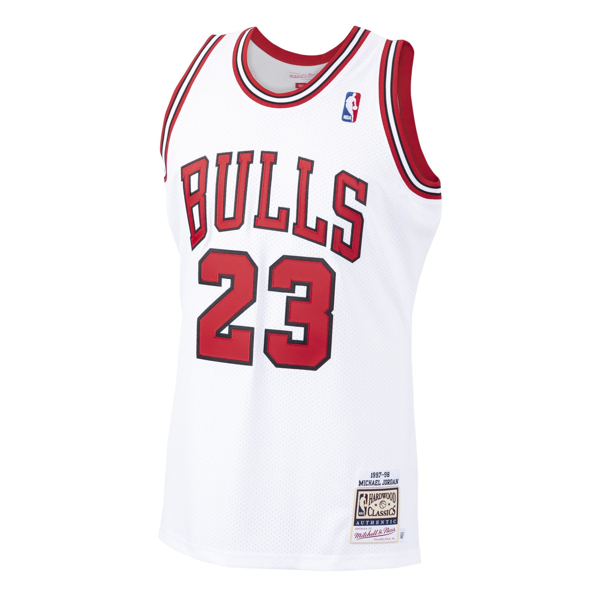 Men's Chicago Bulls Michael Jordan Mitchell & Ness Scarlet 1997/98 Hardwood Classics Authentic Jersey