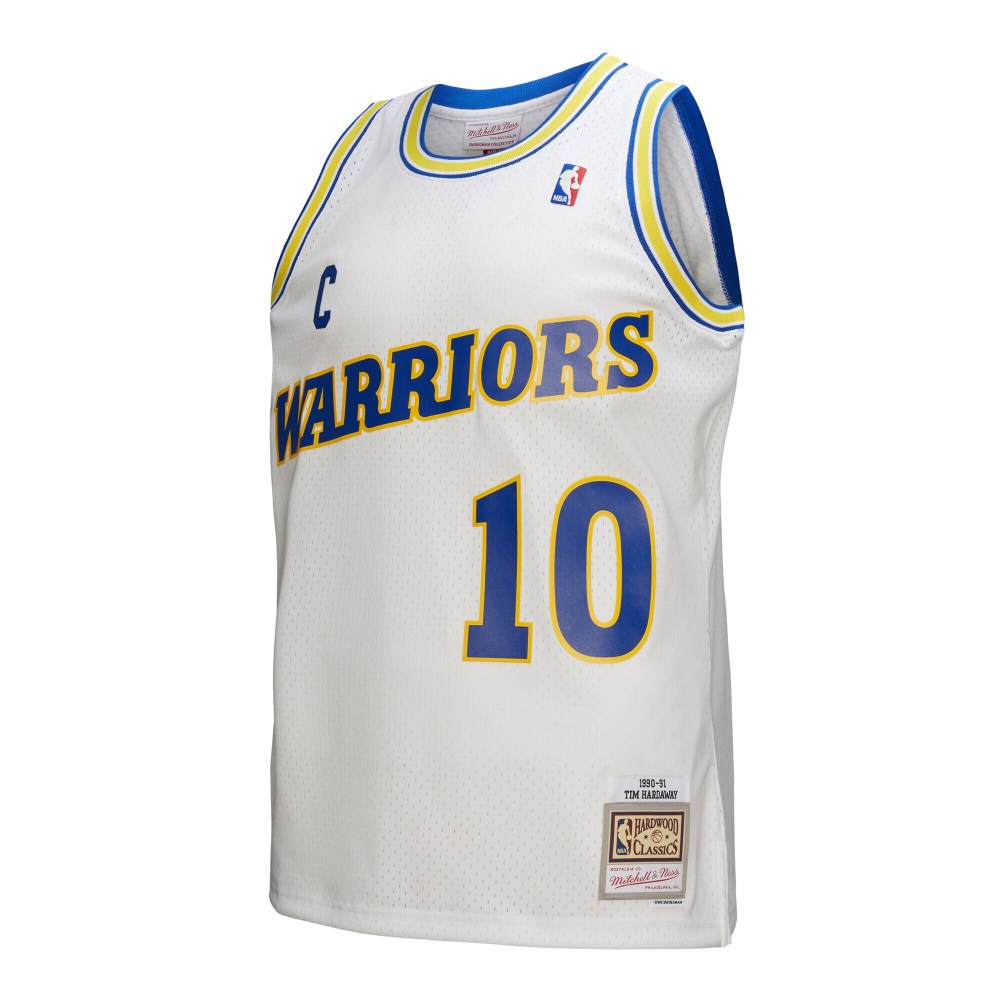 Men's Golden State Warriors Tim Hardaway Mitchell & Ness White Hardwood Classics 1990/91 Swingman Jersey