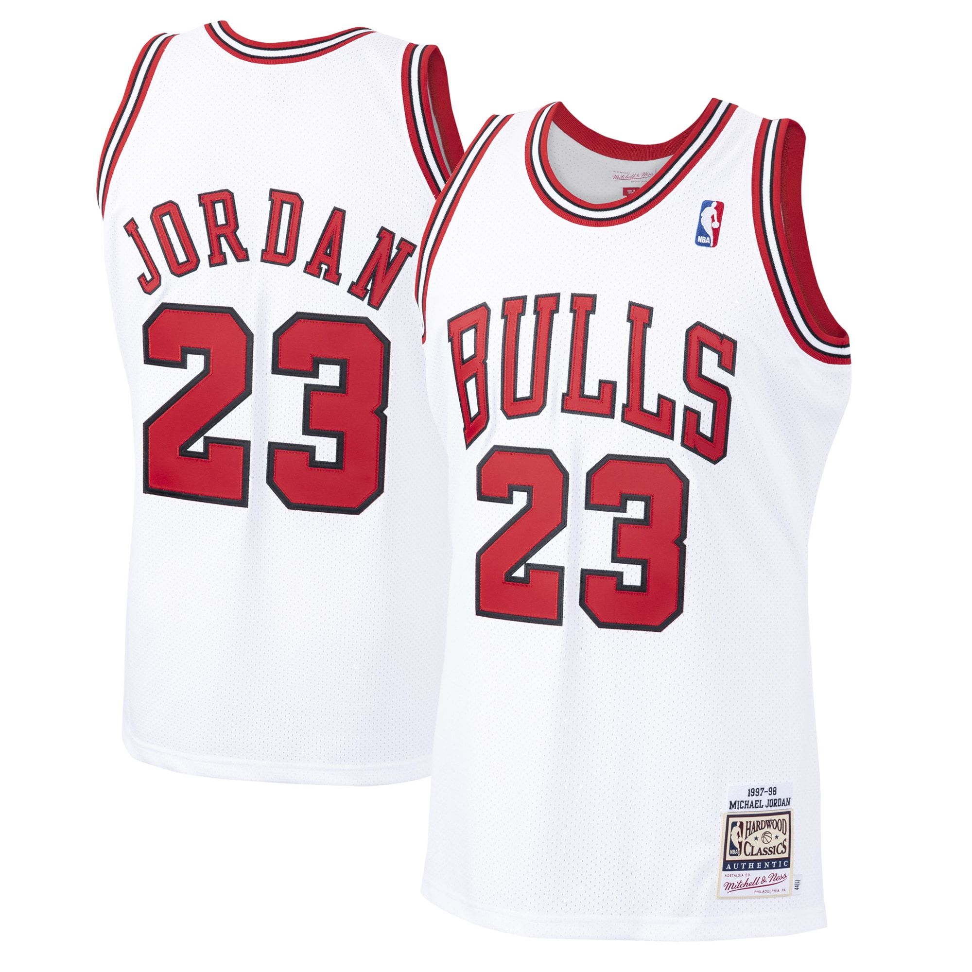 Men's Chicago Bulls Michael Jordan Mitchell & Ness Scarlet 1997/98 Hardwood Classics Authentic Jersey