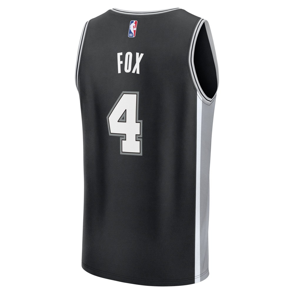 Men's San Antonio Spurs De'Aaron Fox Fanatics Black Fast Break Replica Player Jersey - Icon Edition