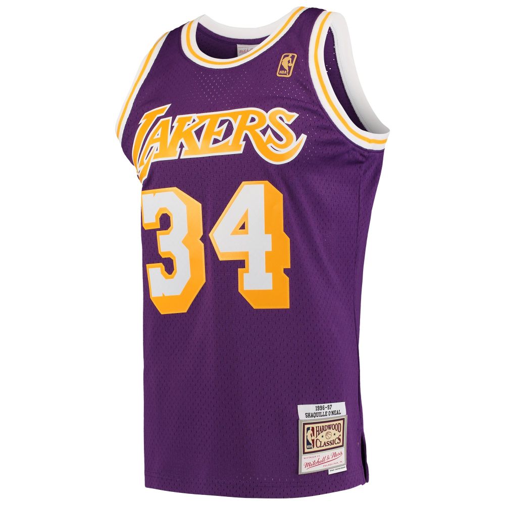 Men's Los Angeles Lakers Shaquille O'Neal Mitchell & Ness Gold 1996/97 Hardwood Classics Swingman Jersey