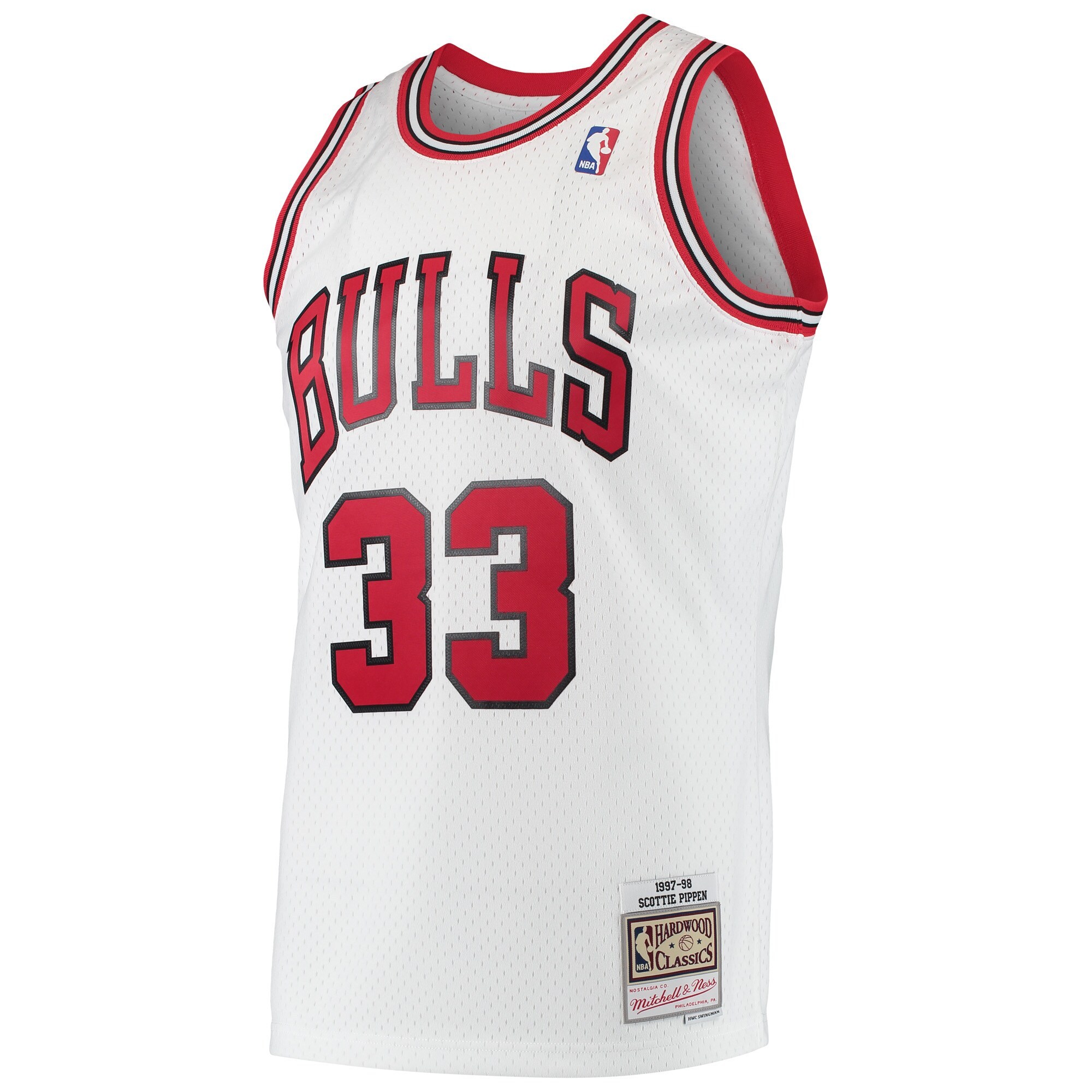 Men's Chicago Bulls Scottie Pippen Mitchell & Ness White Hardwood Classics Swingman Jersey