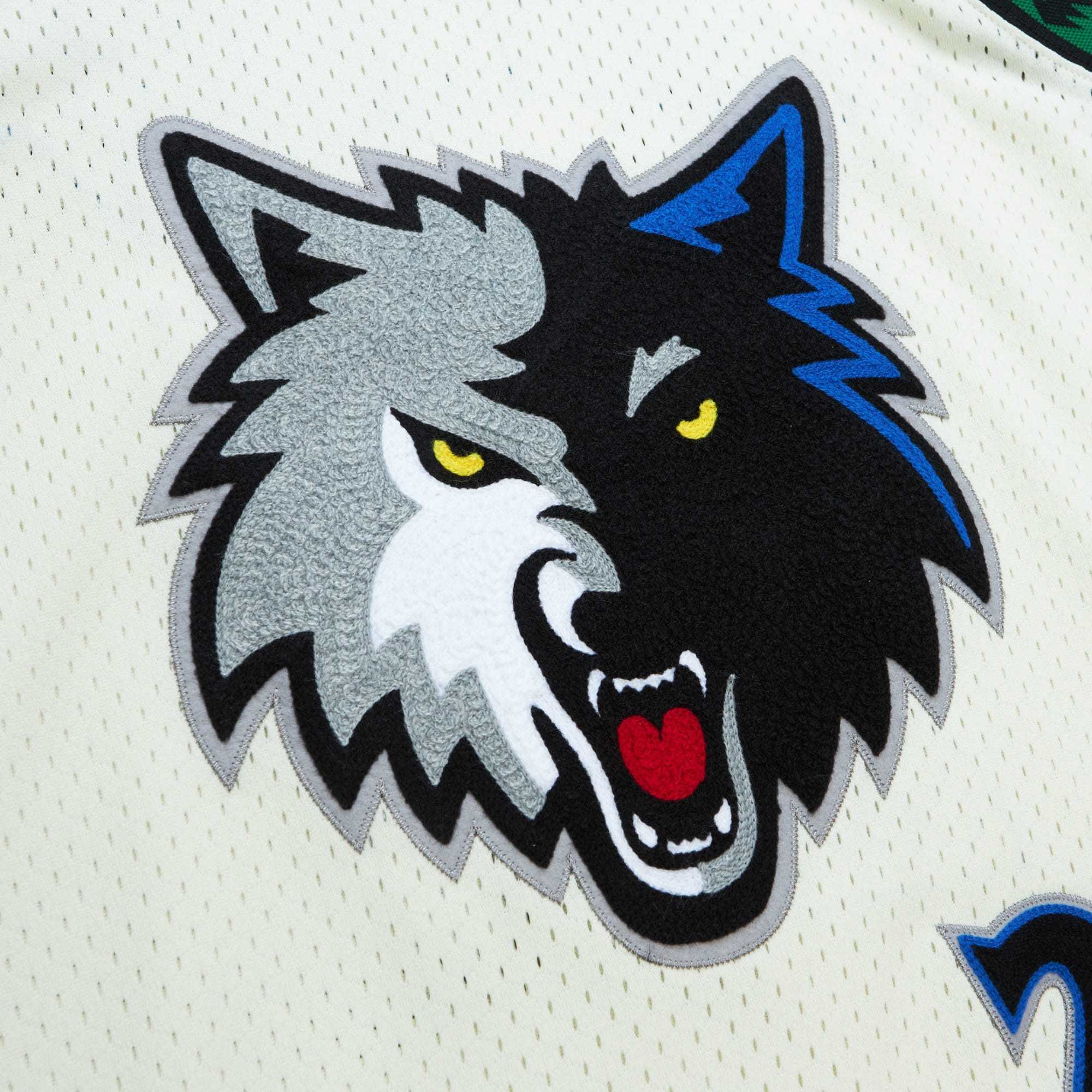Men's Minnesota Timberwolves Kevin Garnett Mitchell & Ness Cream Chainstitch Swingman Jersey