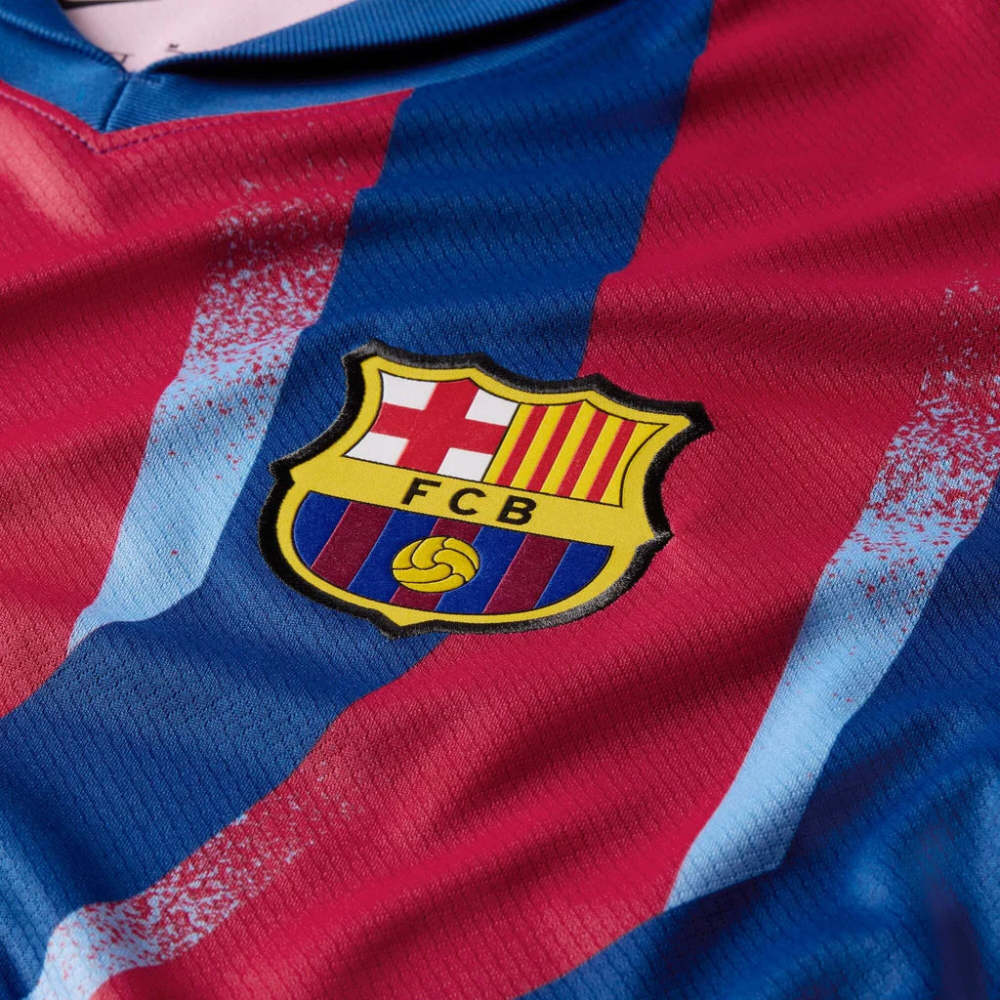 Nike Men's FC Barcelona Gavi 4th Jersey 25/26 w/ La Liga Patches (Blue/Red/Yellow)