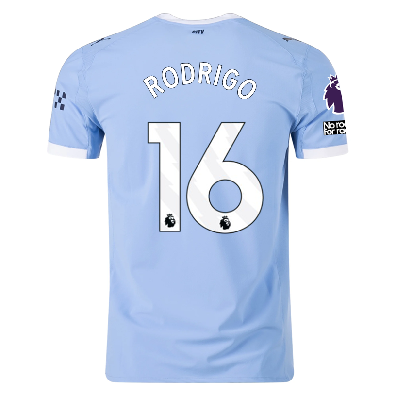 Puma Manchester City Authentic Cherki Home Jersey w/ EPL + No Room For Racism Patches 25/26 (Team Light Blue/White)