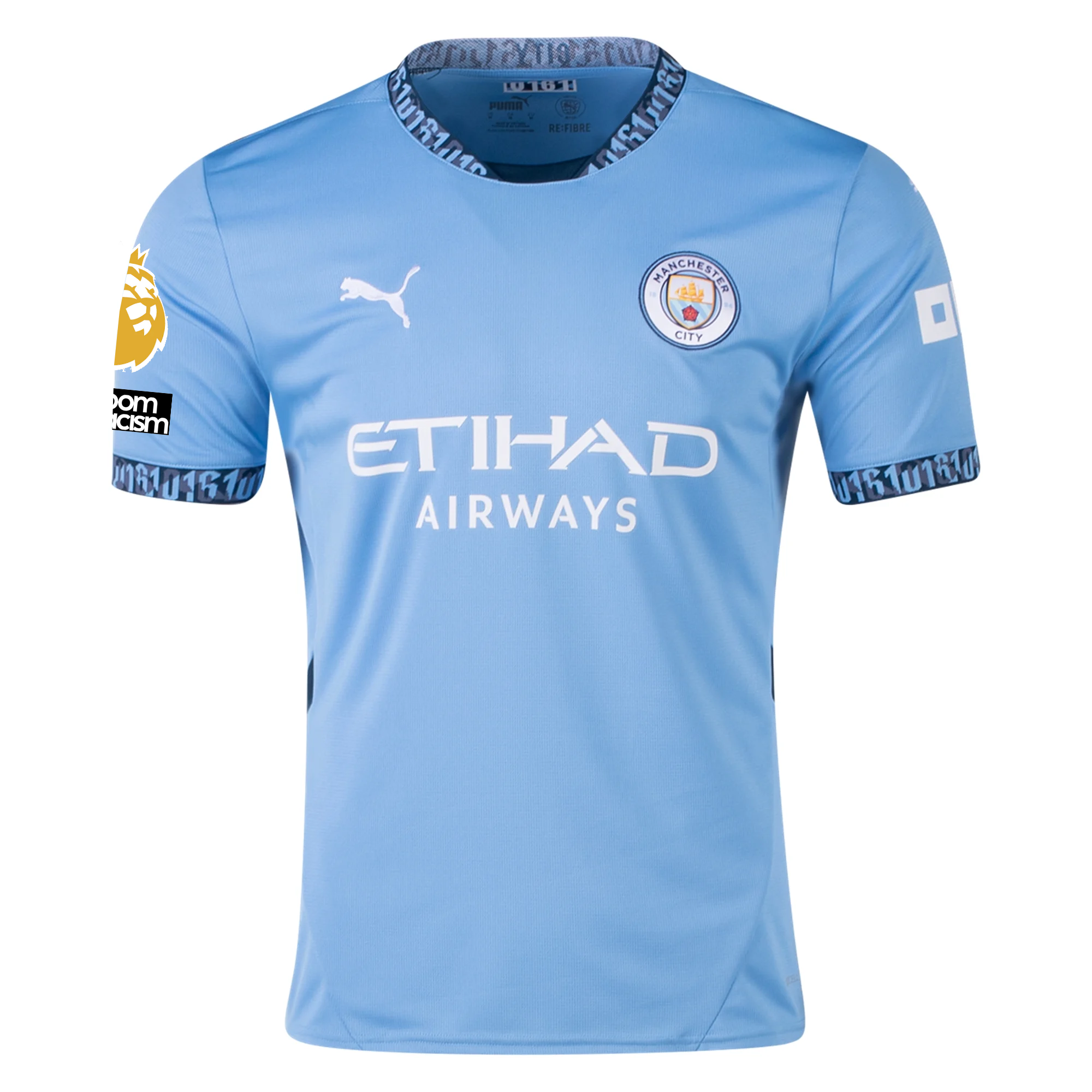 Puma Manchester City Savinho Home Jersey w/ EPL + No Room For Racism + Club World Cup Patches 24/25 (Team Light Blue/Marine Blue)