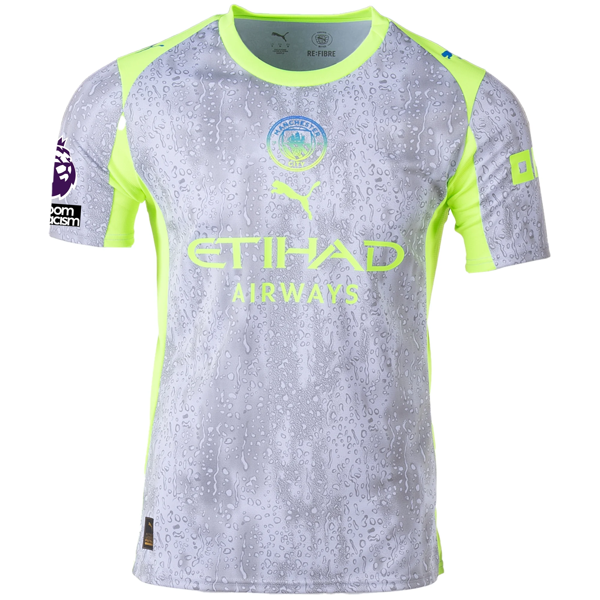 Puma Men's Manchester City Akanji Third Jersey w/ EPL + No Room For Racism Patches 25/26 (Cool Weather/Pro Green)