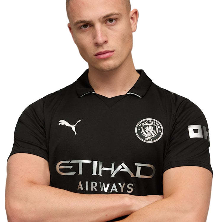 Puma Gvardiol Men's Manchester City Away Jersey 25/26 w/ NRFR + EPL Patches (Puma Black)