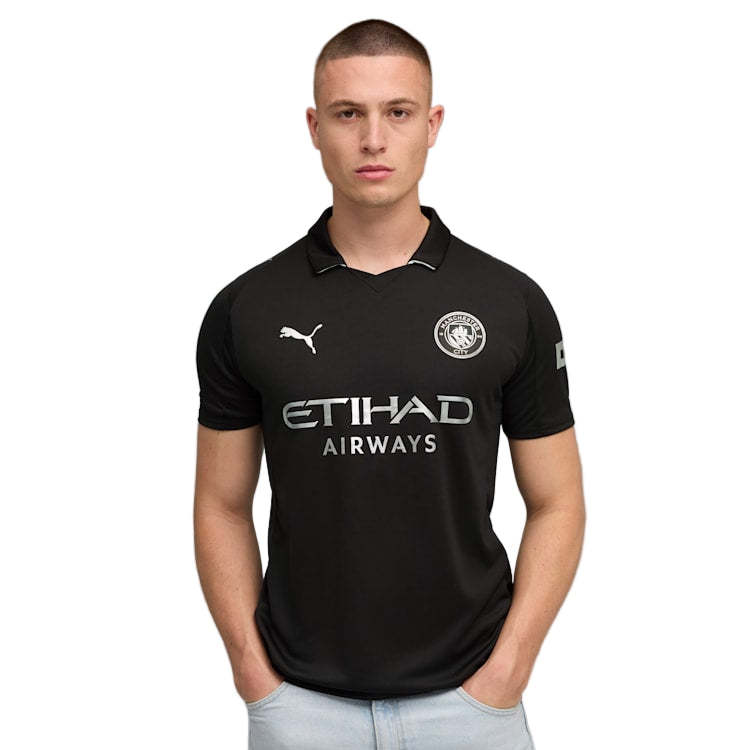 Puma Ait- Nouri Men's Manchester City Away Jersey 25/26 w/ NRFR + EPL Patches (Puma Black)